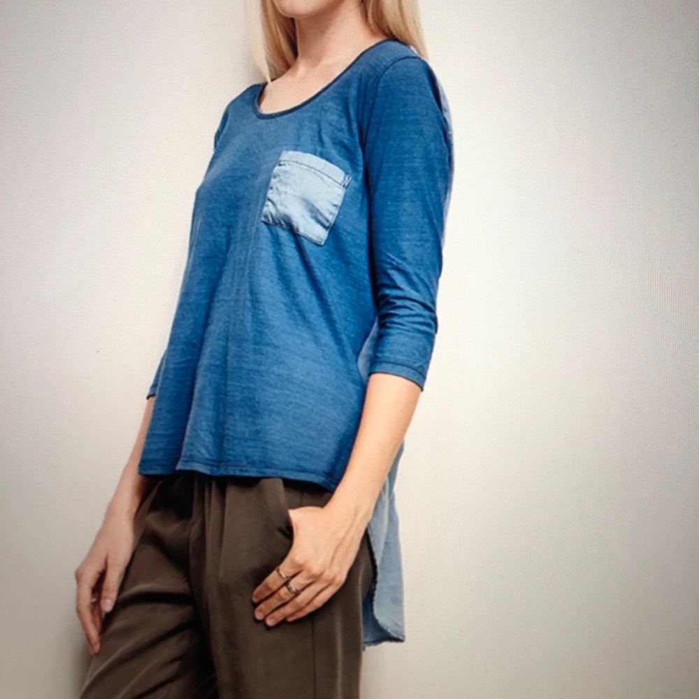 Amadi high low denim twist shirt